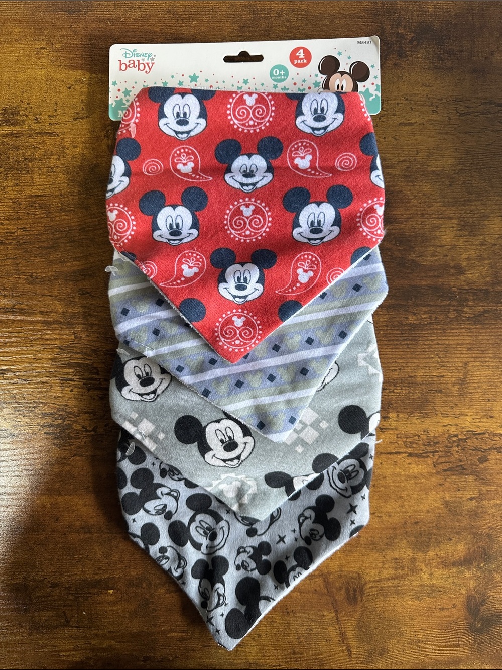 Disney Baby Mickey Mouse Red, Gray & Black Bandana Bibs - 4 Pack